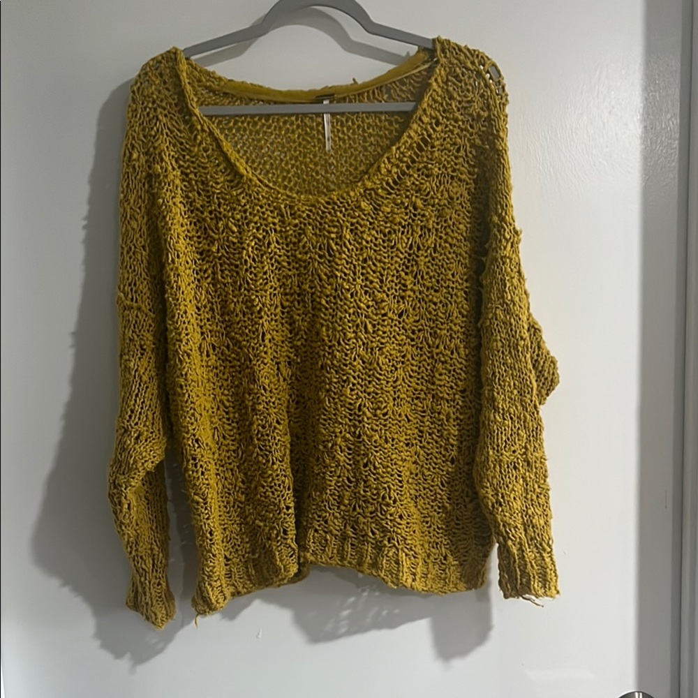 Free People Mustard Knit Sweater